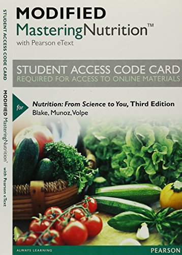Beispielbild fr Modified Mastering Nutrition with MyDietAnalysis with Pearson eText -- Standalone Access Card -- for Nutrition: From Science to You zum Verkauf von Bulrushed Books