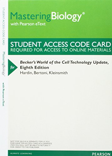 Stock image for MasteringBiology with Pearson eText -- ValuePack Access Card -- for Becker's World of the Cell Technology Update for sale by Campus Bookstore