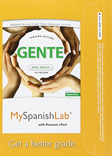 Beispielbild fr MyLab Spanish with Pearson eText -- Access Card -- for Gente: nivel b?sico, 2015 Release (One Semester) zum Verkauf von SecondSale