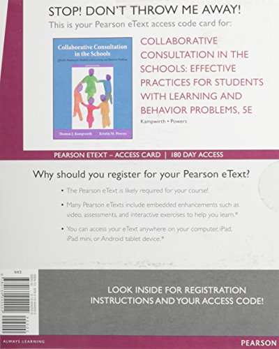 Beispielbild fr Collaborative Consultation in the Schools: Effective Practices for Students with Learning and Behavior Problems -- Enhanced Pearson eText zum Verkauf von BooksRun