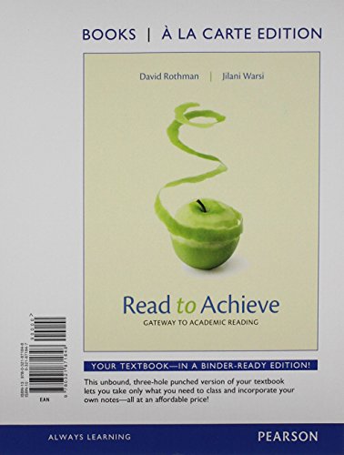 Imagen de archivo de Read to Achieve: Gateway to Academic Reading, Books a la Carte Plus MyLab Reading with eText -- Access Card Package a la venta por Iridium_Books