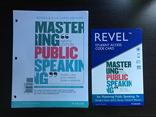 Imagen de archivo de Mastering Public Speaking -- Books a la Carte (9th Edition) a la venta por SGS Trading Inc