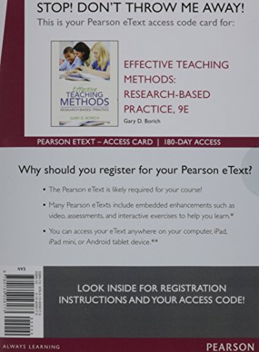 Stock image for Effective Teaching Methods: Research-Based Practice, Enhanced Pearson eText -- Access Card for sale by A Team Books