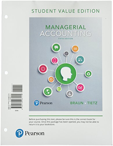 Imagen de archivo de Managerial Accounting, Student Value Edition a la venta por HPB-Red