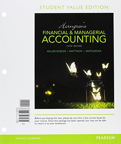 Stock image for Horngren's Financial & Managerial Accounting, Student Value Edition Plus MyAccountingLab with Pearson eText -- Access Card Package (5th Edition) for sale by redgorillabooks