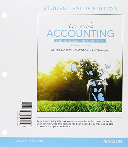 9780134078953: Horngren's Accounting: The Managerial Chapters