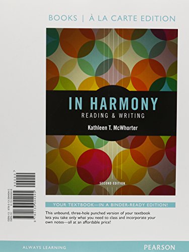Imagen de archivo de In Harmony: Reading and Writing, Books a la Carte Plus MySkillsLab with Pearson eText (2nd Edition) a la venta por HPB-Red