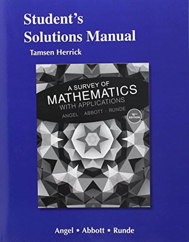 Stock image for Student's Solutions Manual for A Survey of Mathematics with Applications for sale by Revaluation Books