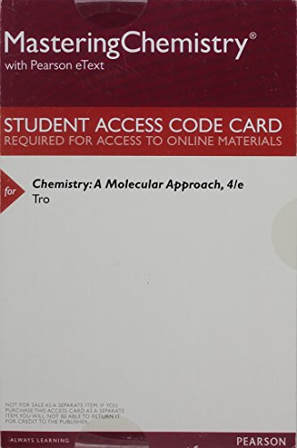Imagen de archivo de MasteringChemistry with Pearson eText -- ValuePack Access Card -- for Chemistry: A Molecular Approach a la venta por BooksRun