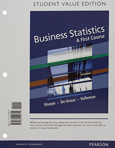 Beispielbild fr Business Statistics: A First Course, Student Value Edition zum Verkauf von HPB-Red