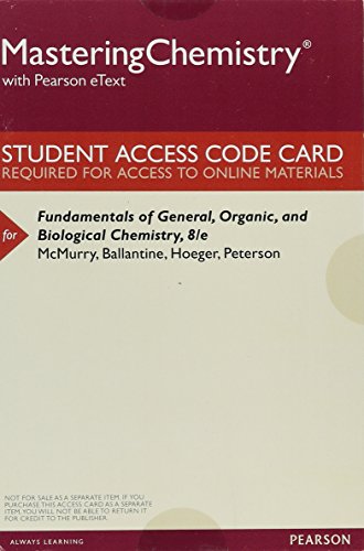 Stock image for MasteringChemistry with Pearson eText -- ValuePack Access Card -- for Fundamentals of General, Organic, and Biological Chemistry for sale by Textbooks_Source