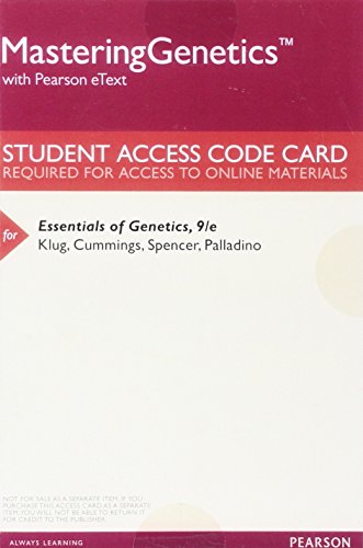 Stock image for MasteringGenetics with Pearson eText -- ValuePack Access Card -- for Essentials of Genetics for sale by BooksRun