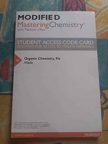 9780134160481: Modified Mastering Chemistry with Pearson eText -- ValuePack Access Card -- for Organic Chemistry