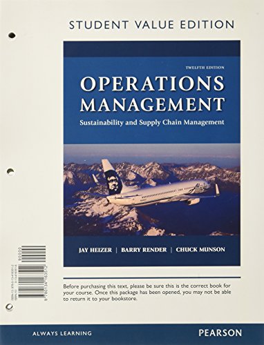 Imagen de archivo de Operations Management : Sustainability and Supply Chain Management, Student Value Edition a la venta por Better World Books