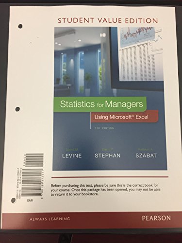 9780134173054: Statistics for Managers Using Microsoft Excel