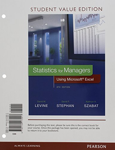 Stock image for Statistics for Managers Using Microsoft Excel, Student Value Edition for sale by HPB-Red