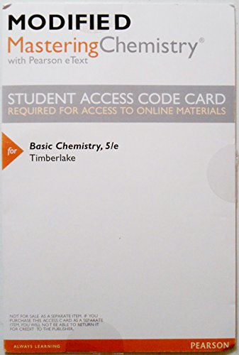 Stock image for Modified MasteringChemistry with Pearson eText -- ValuePack Access Card -- for Basic Chemistry for sale by BookHolders