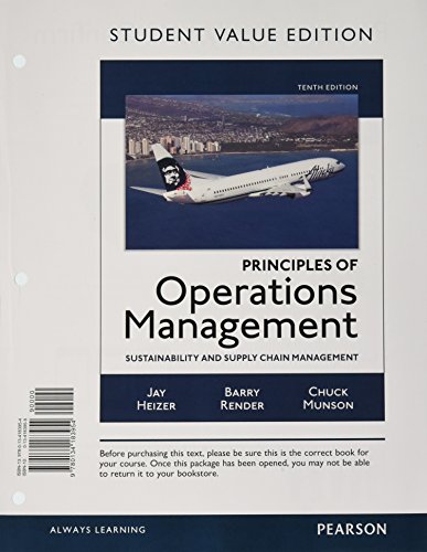 Beispielbild fr Principles of Operations Management: Sustainability and Supply Chain Management, Student Value Edition (10th Edition) zum Verkauf von HPB-Red
