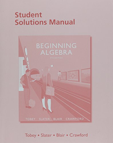 Beispielbild fr Student Solutions Manual for Beginning Algebra zum Verkauf von HPB-Red