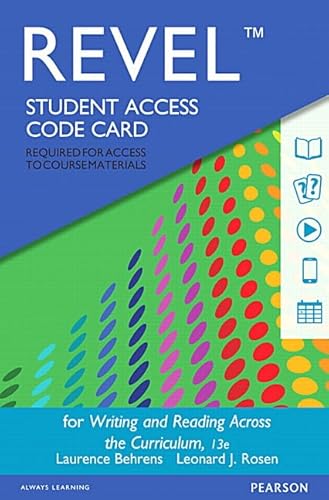 9780134192154: Revel for Writing and Reading Across the Curriculum -- Access Card