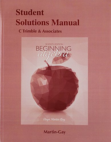 Stock image for Student Solutions Manual for Beginning Algebra for sale by Irish Booksellers