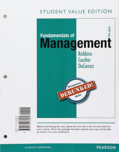 Stock image for Fundamentals of Management: Essential Concepts and Applications, Student Value Edition (10th Edition) - Standalone book for sale by Irish Booksellers