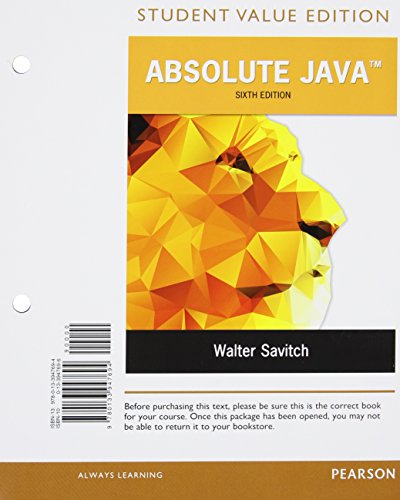 Beispielbild fr Absolute Java, Student Value Edition Plus MyLab Programming with Pearson eText -- Access Card Package zum Verkauf von SecondSale