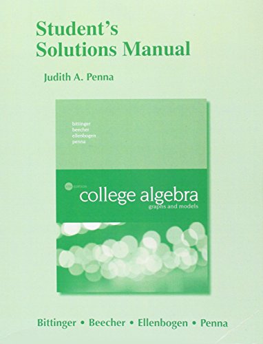 Beispielbild fr Student Solutions Manual for College Algebra: Graphs and Models zum Verkauf von A Team Books