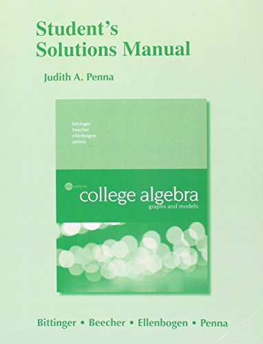 Imagen de archivo de Student Solutions Manual for College Algebra: Graphs and Models a la venta por ZBK Books