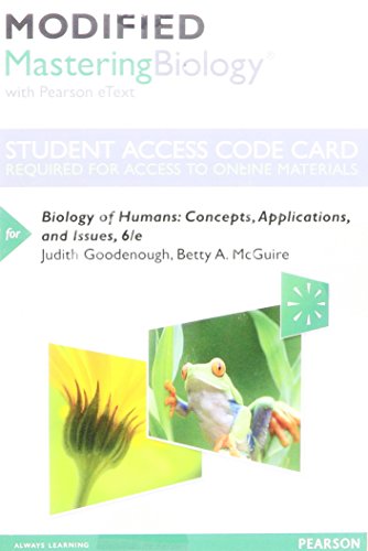 Imagen de archivo de Modified Mastering Biology with Pearson eText -- Standalone Access Card -- for Biology of Humans: Concepts, Applications, and Issues (6th Edition) a la venta por jasonybooks