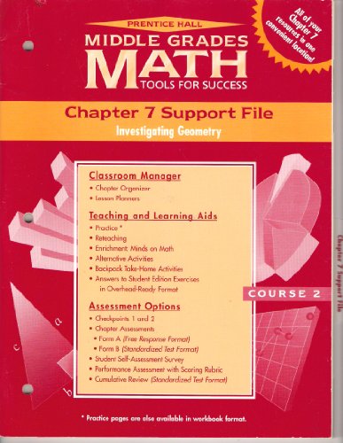Imagen de archivo de Prentice Hall Middle Grades MathTools forSuccess - Chapter 7 Support File - Investigating Geometry a la venta por BookHolders