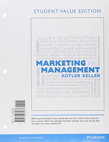 9780134361277: Marketing Management