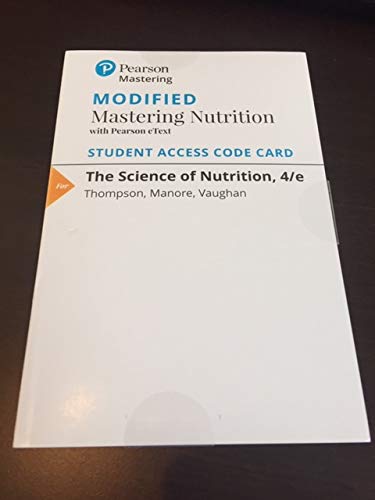 9780134393445: Modified Mastering Nutrition with MyDietAnalysis with Pearson eText -- ValuePack Access Card -- for The Science of Nutrition