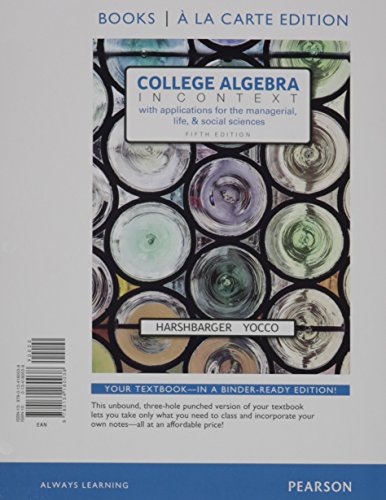 Stock image for College Algebra in Context, Books a la Carte Edition plus MyLab Math with Pearson eText -- 24-Month Access Card Package for sale by Textbooks_Source