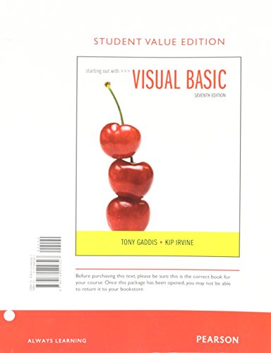 Beispielbild fr Starting Out With Visual Basic, Student Value Edition zum Verkauf von HPB-Red