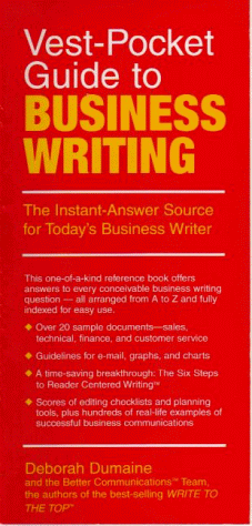 Beispielbild fr Vest-pocket Guide to Business Writing: The Instant-Answer Source for Today's Business Writer (Vest-Pocket Series) zum Verkauf von Wonder Book