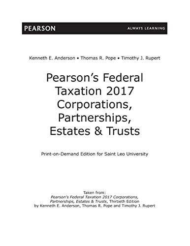 9780134420851: Pearson's Federal Taxation 2017 Corporations, Partnerships, Estates & Trusts