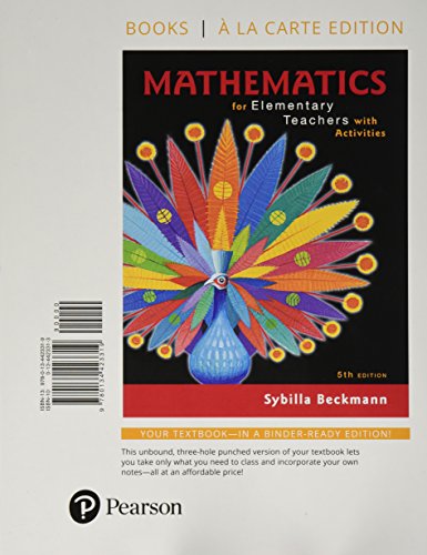 Imagen de archivo de Mathematics for Elementary Teachers with Activities, Books a la carte edition a la venta por HPB-Red