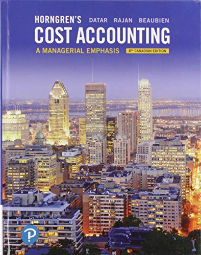 9780134453736: Horngren's Cost Accounting: A Managerial Emphasis, Eighth Canadian Edition