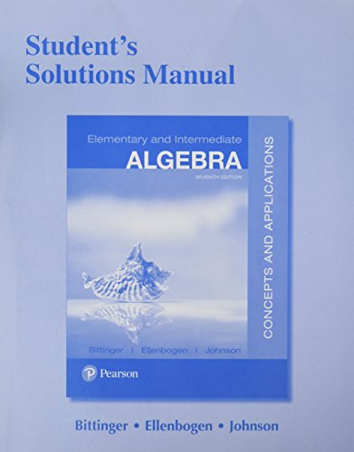 Stock image for Student Solutions Manual for Elementary and Intermediate Algebra: Concepts and Applications for sale by HPB-Red