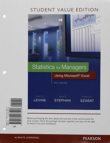 Beispielbild fr Statistics for Managers Using Microsoft Excel + Mystatlab With Pearson Etext: Student Value Edition zum Verkauf von Revaluation Books