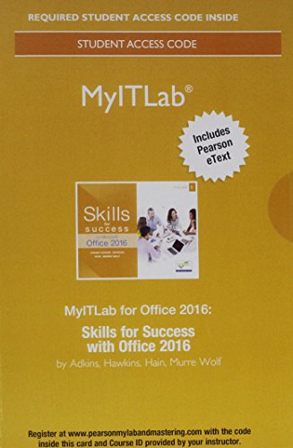 Beispielbild fr Mylab It with Pearson Etext -- Access Card -- For Skills for Success with Office 2016 (Myitlab) zum Verkauf von BooksRun
