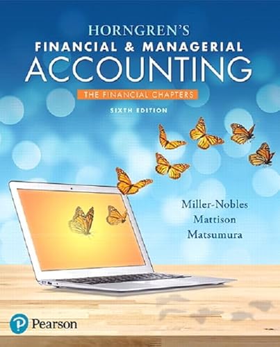 Imagen de archivo de Horngren's Financial & Managerial Accounting: The Financial Chapters a la venta por BooksRun