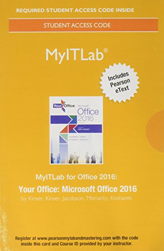 Immagine dell'editore per Your Office MyITLab Access Code: Microsoft Office 2016: Includes Pearson Etext venduto da Revaluation Books