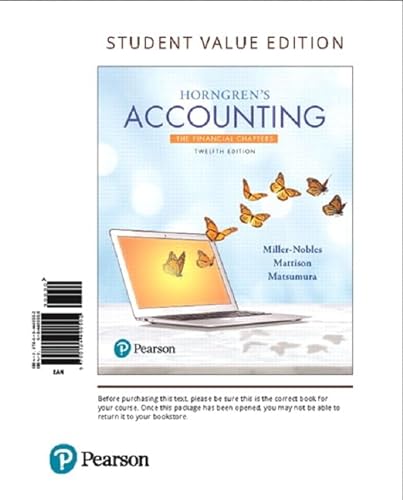 Stock image for Horngren's Accounting, The Financial Chapters, Student Value Edition (12th Edition) for sale by SecondSale