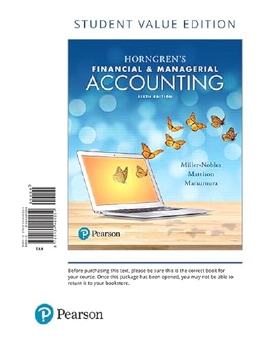 Imagen de archivo de Horngren's Financial & Managerial Accounting, Student Value Edition a la venta por HPB-Red