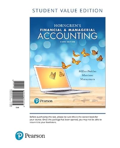 Stock image for Horngren's Financial & Managerial Accounting, Student Value Edition for sale by HPB-Red