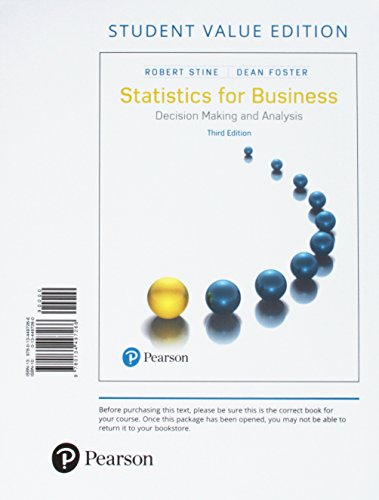 Imagen de archivo de Statistics for Business: Decision Making and Analysis, Student Value Edition a la venta por HPB-Red