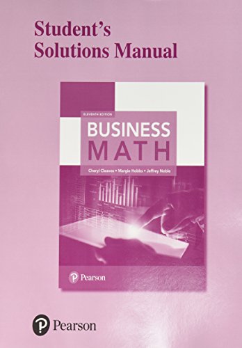 Imagen de archivo de Student Solutions Manual for Business Math a la venta por Palexbooks