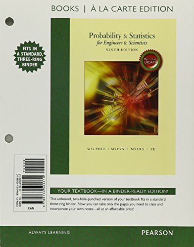 Beispielbild fr Probability & Statistics for Engineers & Scientists, MyLab Statistics Update, Books a la Carte Edition zum Verkauf von BooksRun